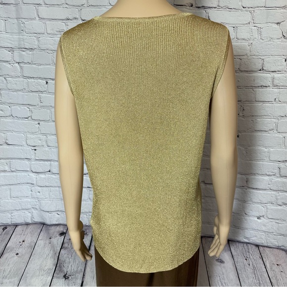 Ralph Lauren Knit Rayon Gold Tank Cardigan Set Size 2X - Picture 5 of 14